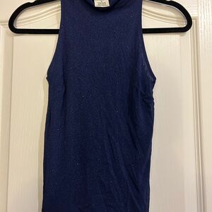bebe Shimmering Navy Tank Top